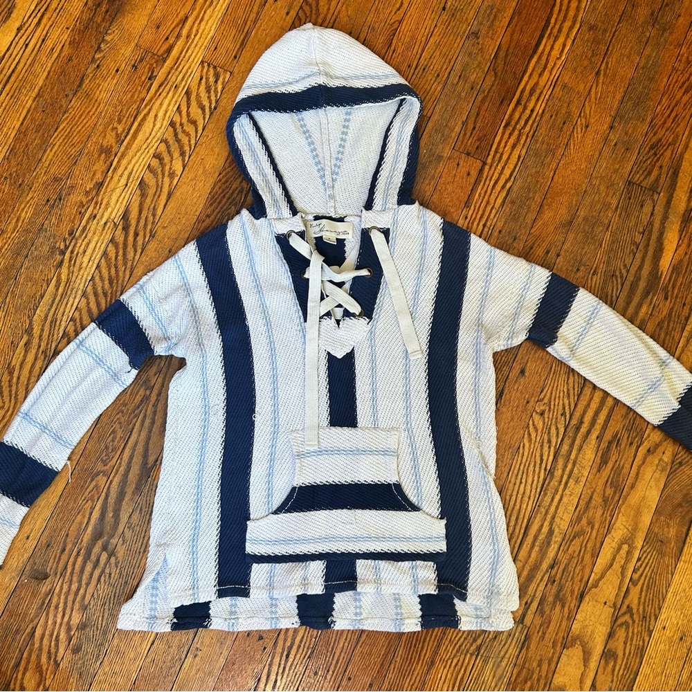 Vintage Havana Striped Lace-up Front Beach Sweater